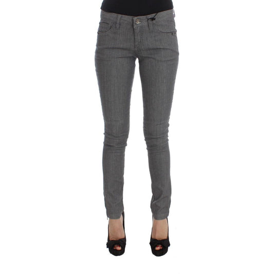 Costume National Gray Cotton Blend Slim Fit Jeans