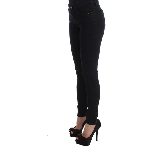 Costume National Sleek Black Slim Fit Designer Jeans Jeans & Pants Costume National Black