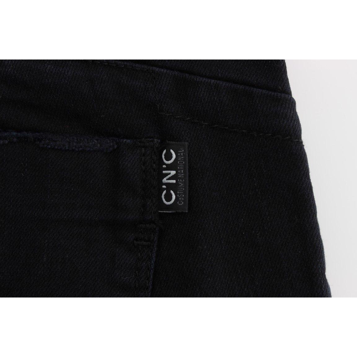 Costume National Black Cotton Slim Fit Cropped Jeans Jeans & Pants