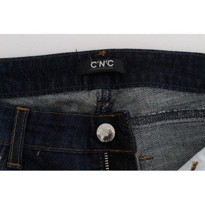 Costume National Blue Cotton Slim Fit Bootcut Jeans Jeans & Pants