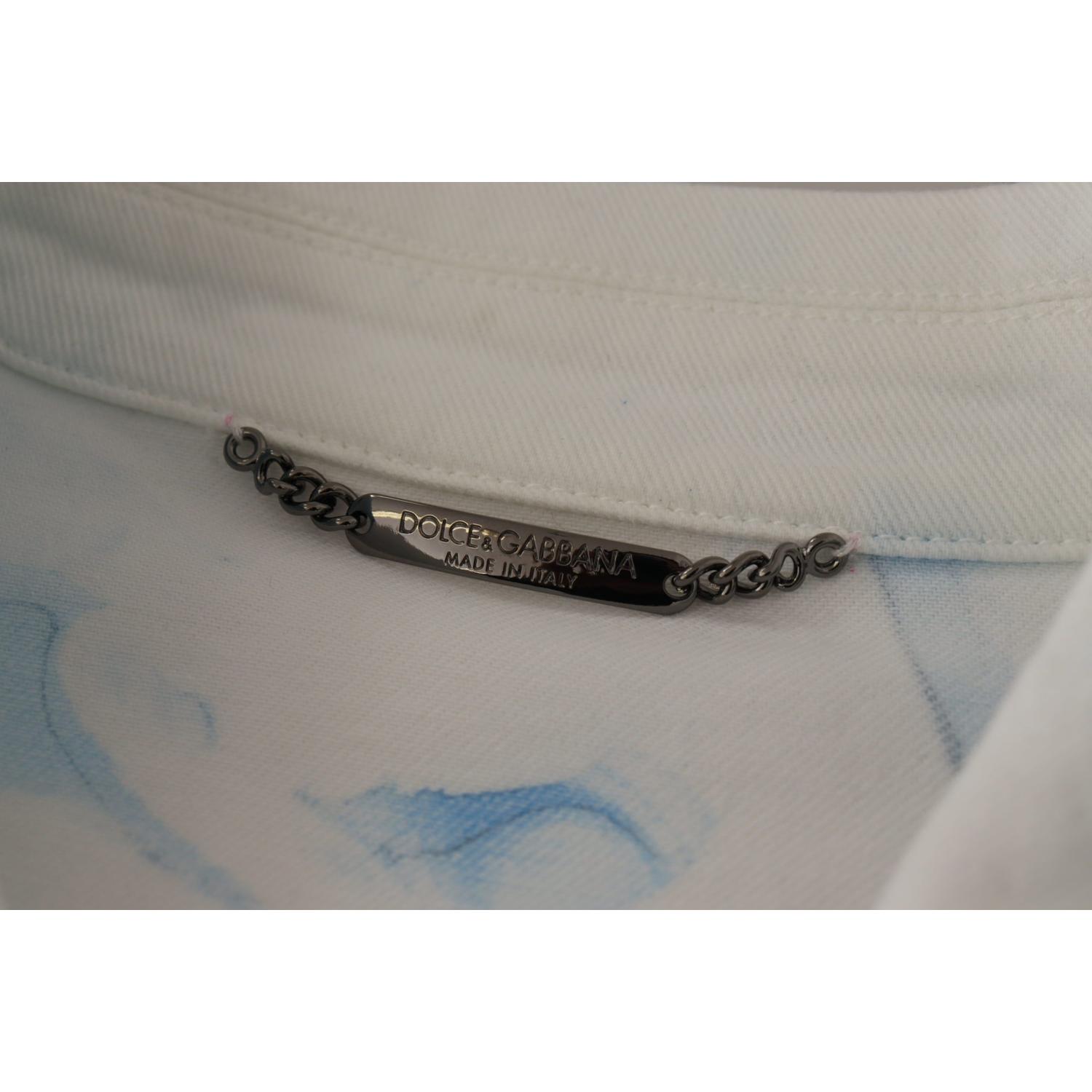 جاكيت جينز مطرز بشعار متعدد الألوان من دولتشي آند غابانا