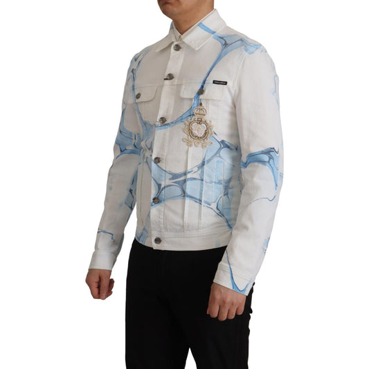 Dolce & Gabbana Multicolor Logo Embroidered Denim Jacket Dolce & Gabbana Dark Gray