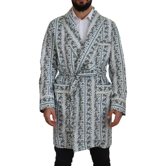 Dolce & Gabbana Elegant Floral Cotton Jacket Robe Dolce & Gabbana Light Slate Gray