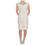 Dolce & Gabbana White Brocade Crystal Sheath Dress DRE10042-40