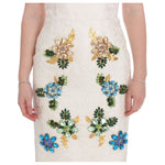 Dolce & Gabbana White Brocade Crystal Sheath Dress DRE10042-40