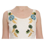Dolce & Gabbana White Brocade Crystal Sheath Dress DRE10042-40