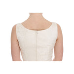 Dolce & Gabbana White Brocade Crystal Sheath Dress DRE10042-40