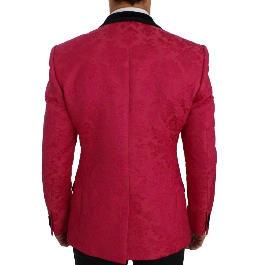 Dolce & Gabbana Pink Floral Brocade Slim Blazer Jacket