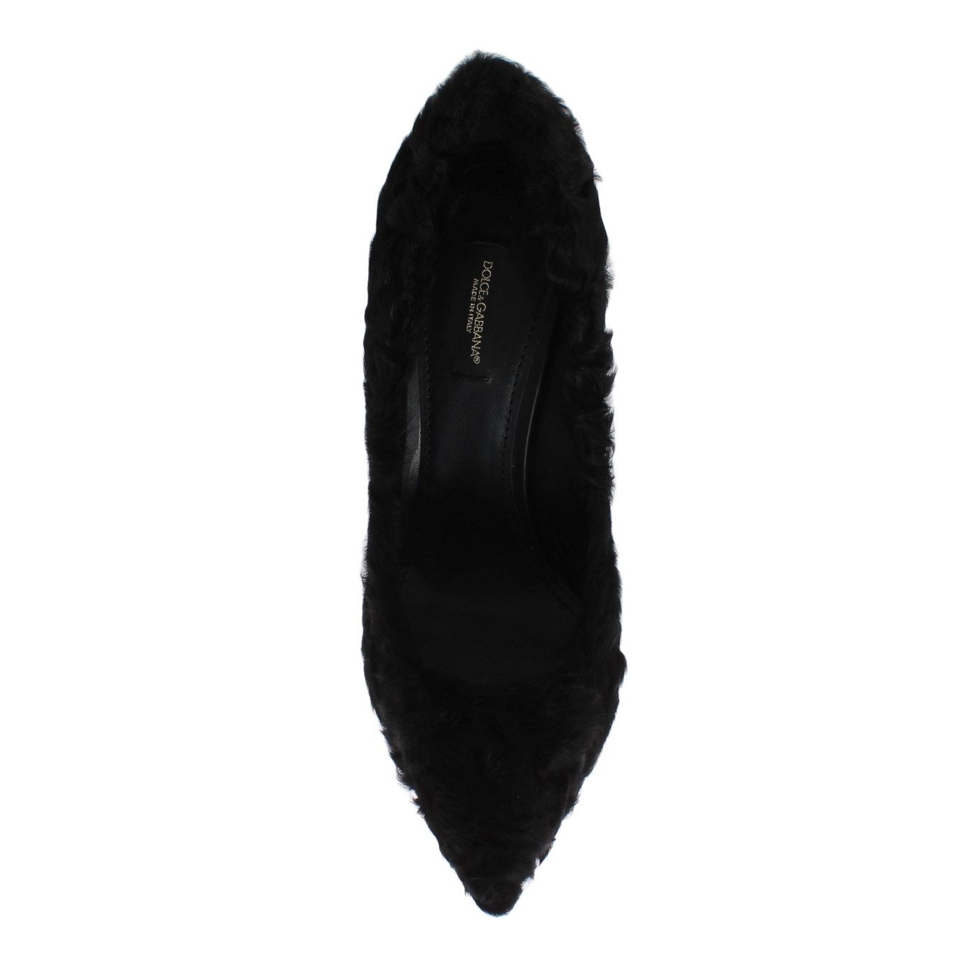 Dolce & Gabbana Black Xiangao Lamb Fur Leather Pumps