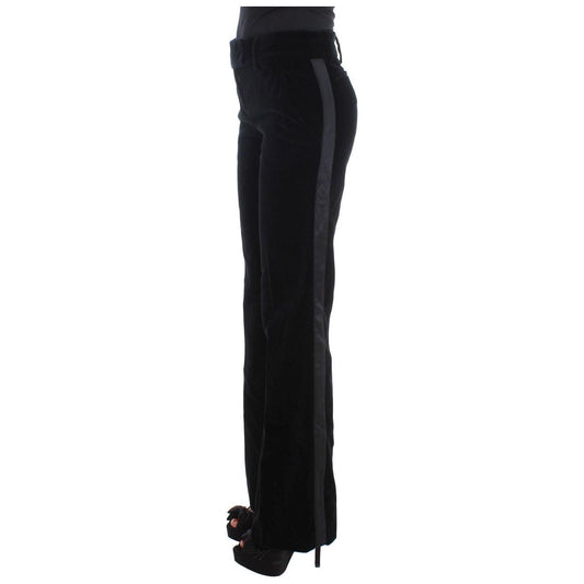 Ermanno Scervino Elegant Black Wide Leg Silk Blend Pants Jeans & Pants Ermanno Scervino Black