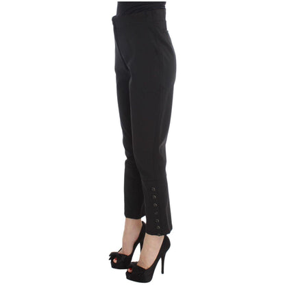 Ermanno Scervino Black Cotton Blend Capri Cropped Pants Jeans & Pants