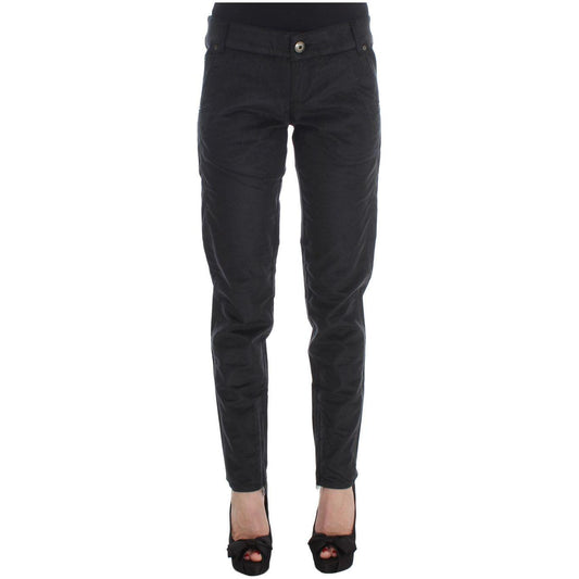 Ermanno Scervino Chic Black Regular Fit Trousers Jeans & Pants Ermanno Scervino Dark Slate Gray