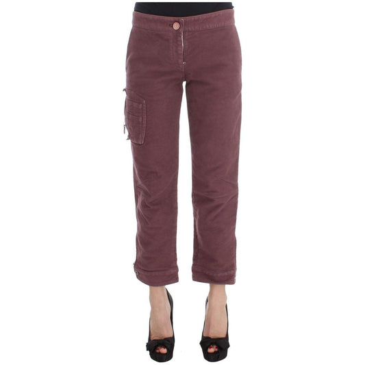 Ermanno Scervino Bordeaux Cotton Cropped Cargo Pants