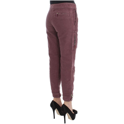 Ermanno Scervino Bordeaux Cotton Cropped Cargo Pants