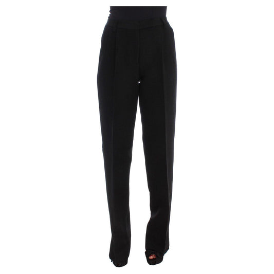 Ermanno Scervino Chic Black Wide Leg Silk Blend Jeans Jeans & Pants Ermanno Scervino Black