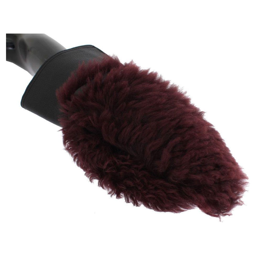 قفازات جلدية أنيقة باللونين الأسود والبورجوندي من دولتشي آند غابانا