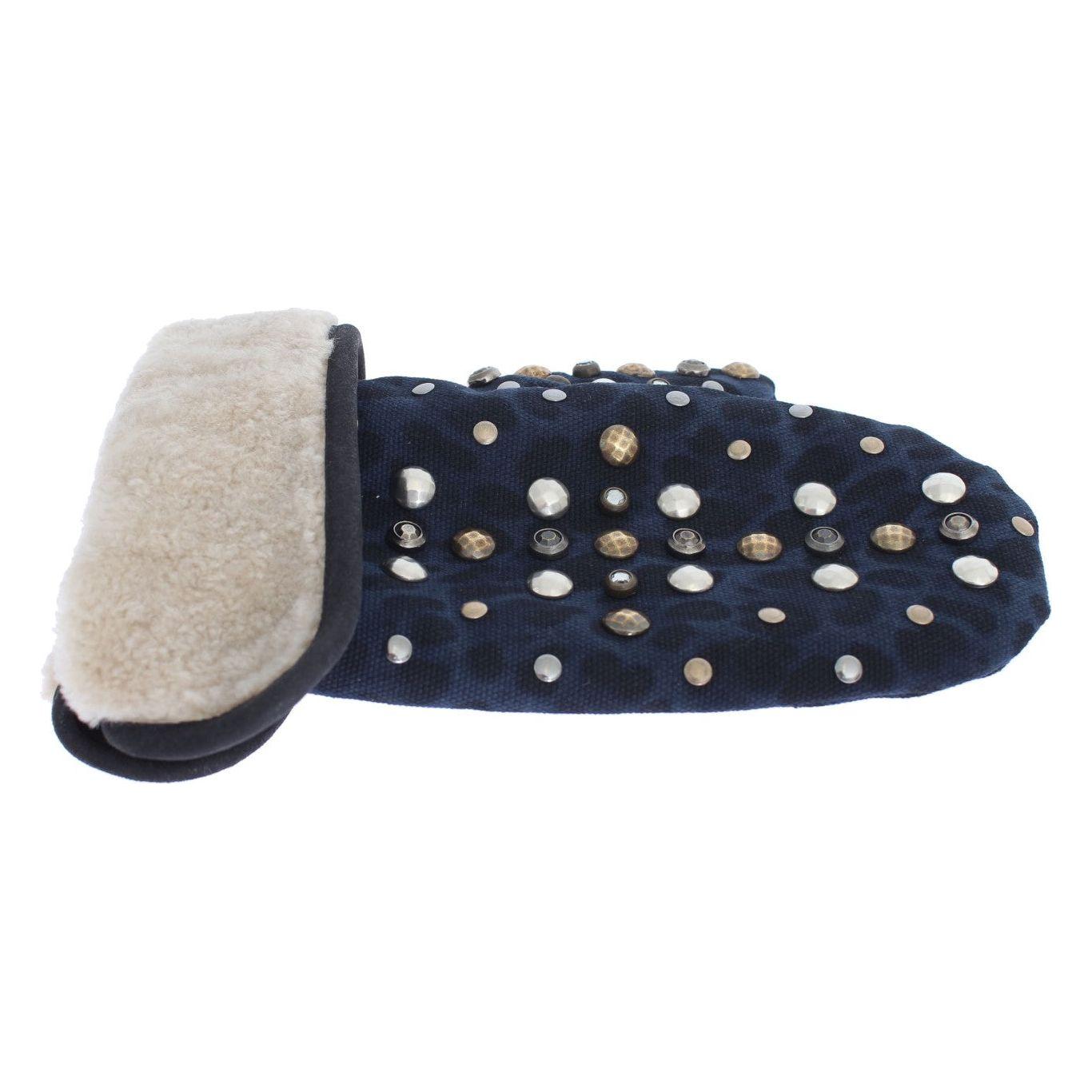 قفازات دولتشي آند غابانا الأنيقة المصنوعة من الصوف والصوف الرمادي مع تفاصيل مرصعة