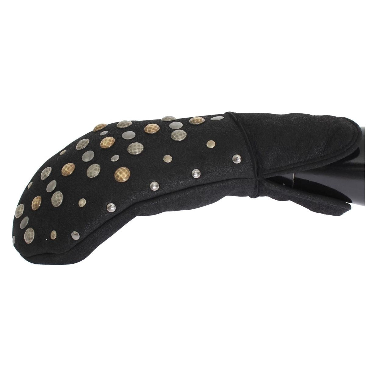 قفازات صوفية رمادية أنيقة مرصعة بالمسامير من دولتشي آند غابانا