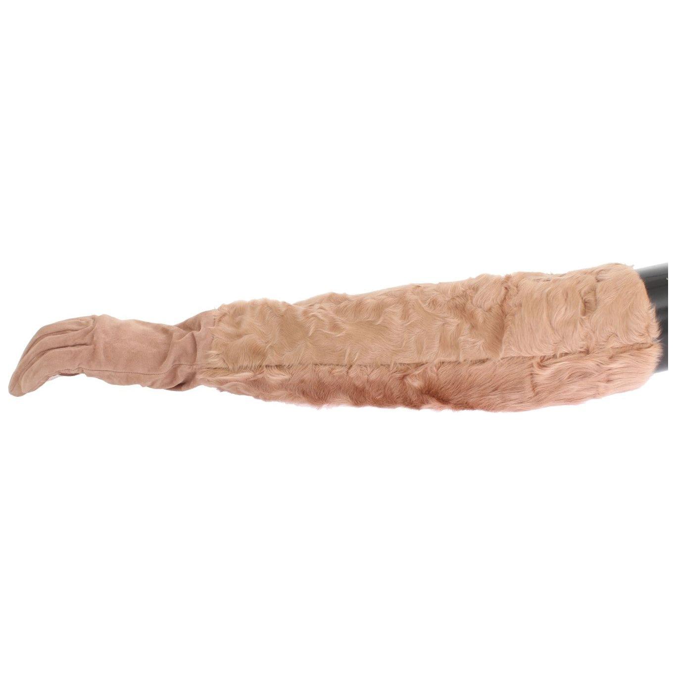 Dolce & Gabbana Beige Suede Xiangao Fur Elbow Gloves