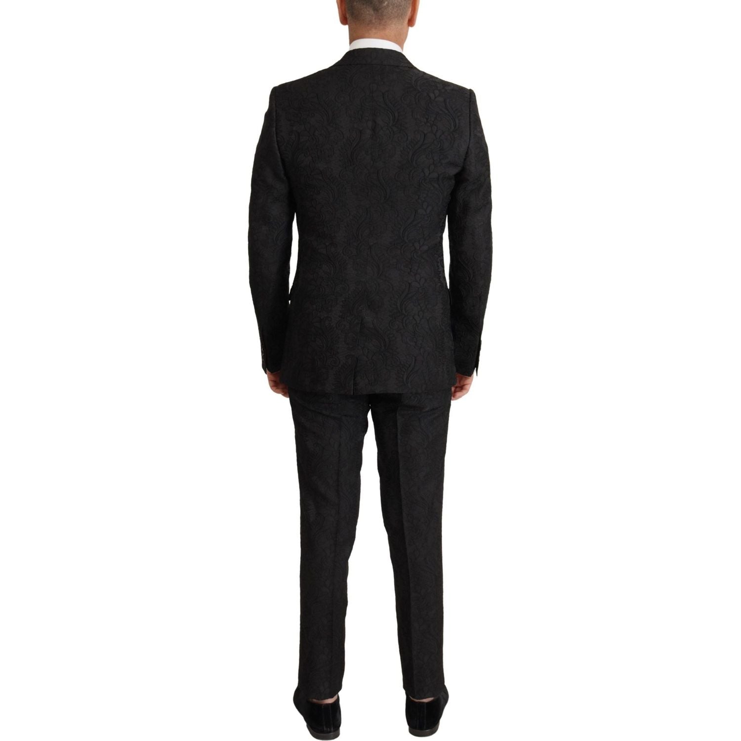 Dolce & Gabbana Black Brocade Formal 2 Piece MARTINI Suit