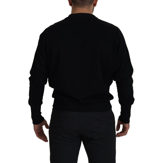 Dolce & Gabbana Elegant Crewneck Cotton Blend Sweater Dolce & Gabbana Black