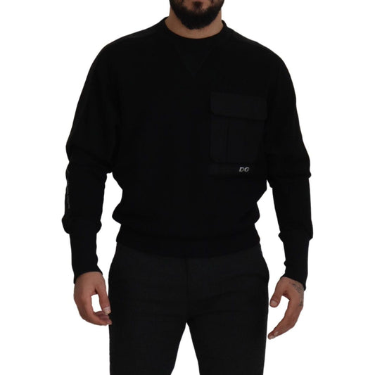 Dolce & Gabbana Elegant Crewneck Cotton Blend Sweater Dolce & Gabbana Black