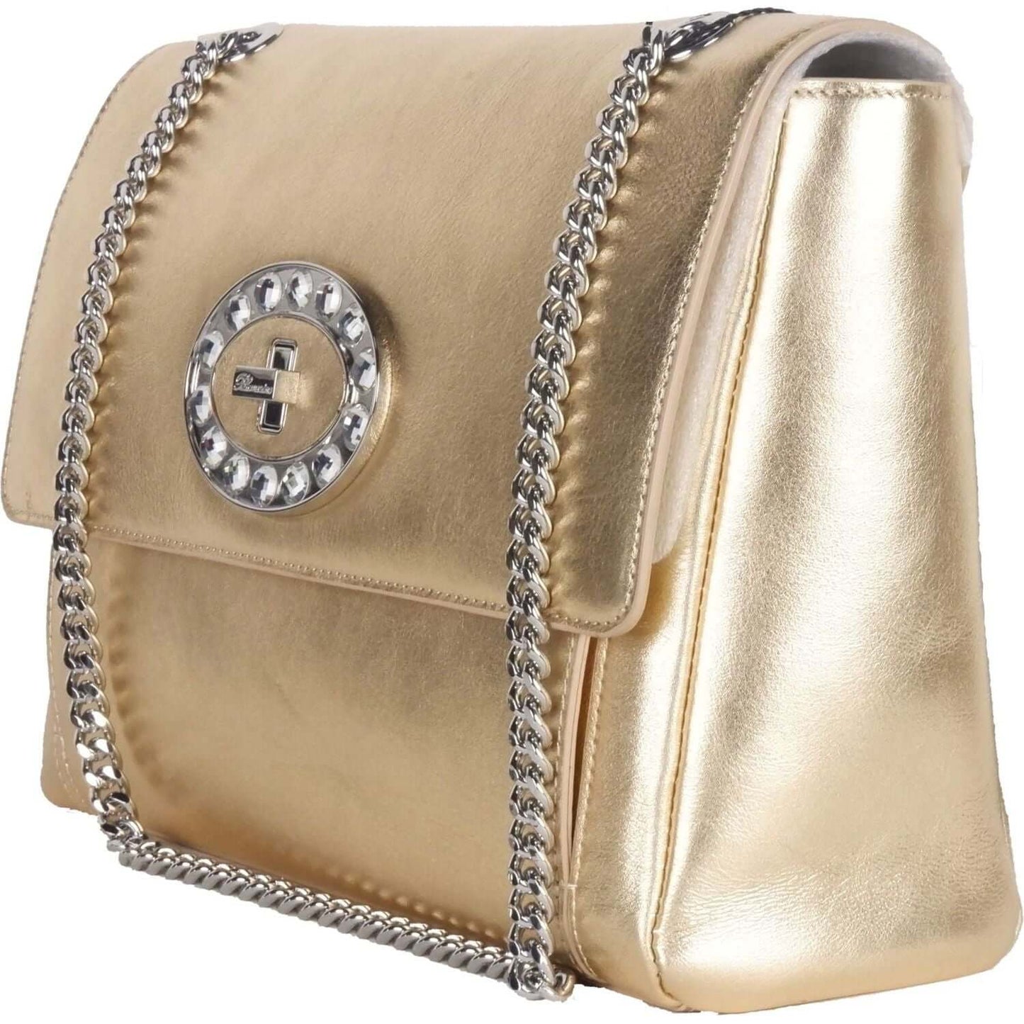 Blumarine Gold Leather Shoulder Women Bag B97.002-FBB-340