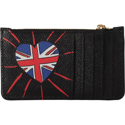 Dolce & Gabbana Black Leather #DGLovesLondon Women Cardholder Coin Case Wallet