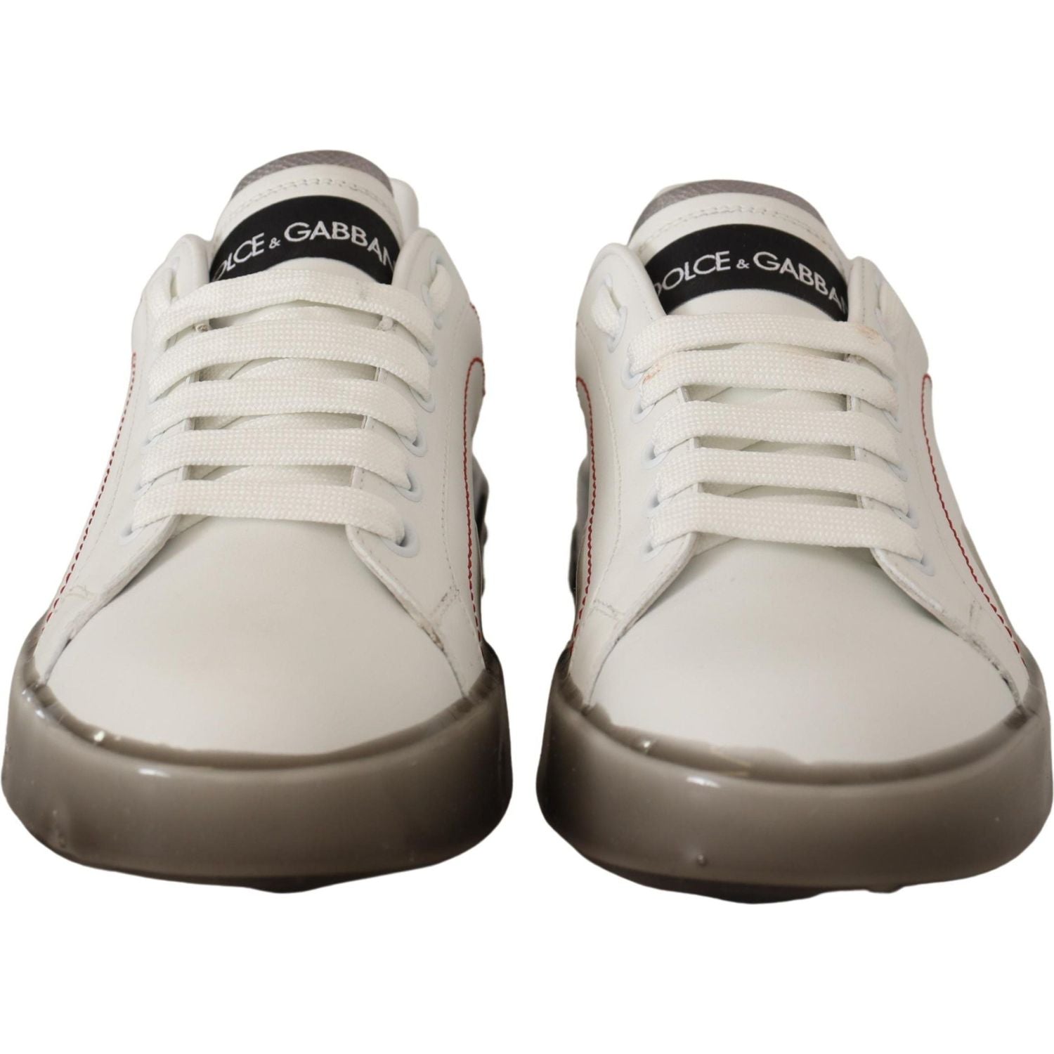 Dolce & Gabbana White Leather Shoes Womens Logo Portofino Sneakers
