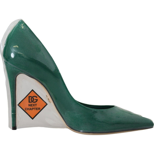 Dolce & Gabbana Emerald Elegance Leather Heels Pumps Dolce & Gabbana Dark Slate Gray