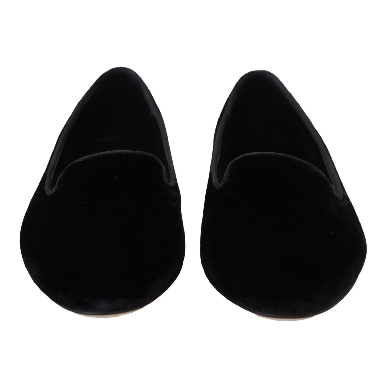 Dolce & Gabbana Black Velvet Slip Ons Loafers Flats Shoes