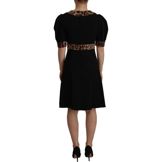 Dolce & Gabbana Elegant Black V-Neck A-Line Dress Dolce & Gabbana Rosy Brown