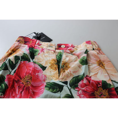 Dolce & Gabbana Multicolor Flora Printed High Waist Cropped Trouser Pants