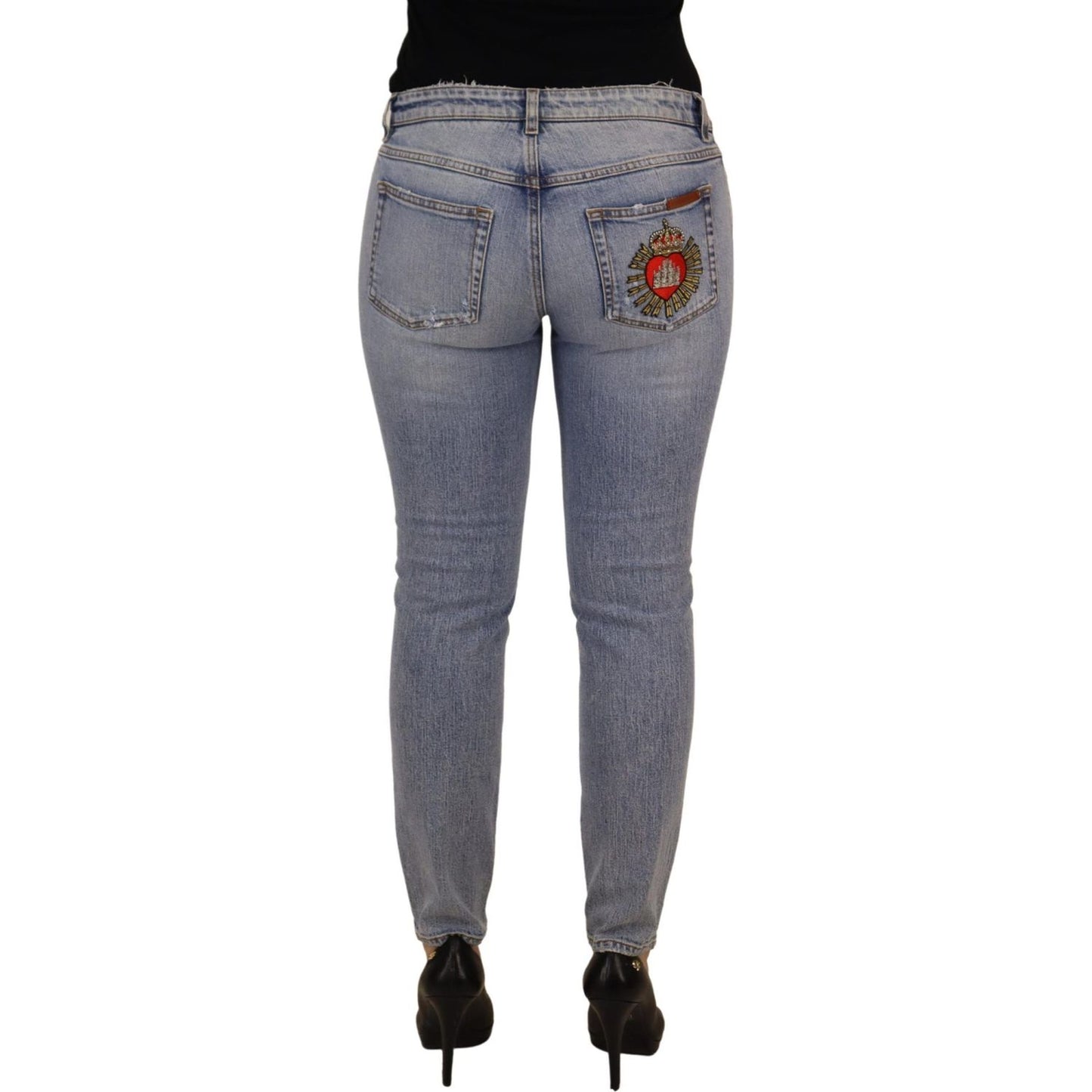 Dolce & Gabbana Blue Cotton Stretch Skinny Low Waist Denim Jeans