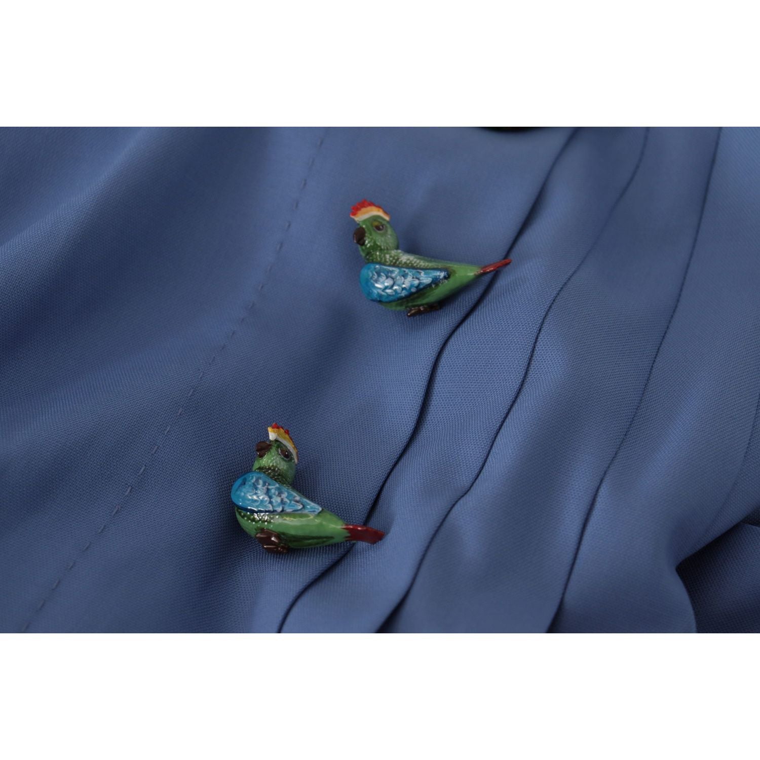 Dolce & Gabbana Blue Embellished Pleated Mini Skirt Wool