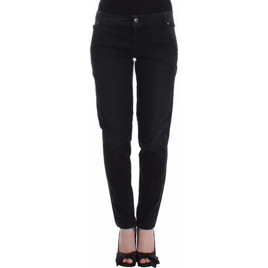 Ermanno Scervino Sleek Black Slim Leg Designer Jeans Ermanno Scervino Black