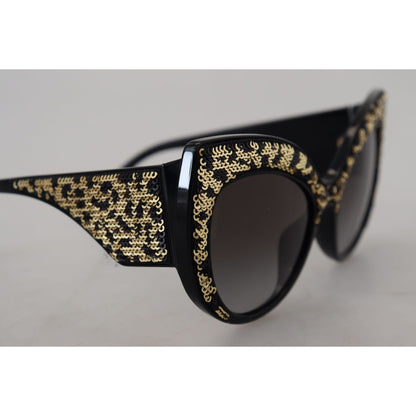 Dolce & Gabbana Black Gold Sequin Butterfly Polarized DG4326 Sunglasses