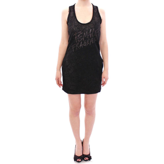 Ermanno Scervino Black Nylon Lace Detail Mini Dress Ermanno Scervino Dark Slate Gray