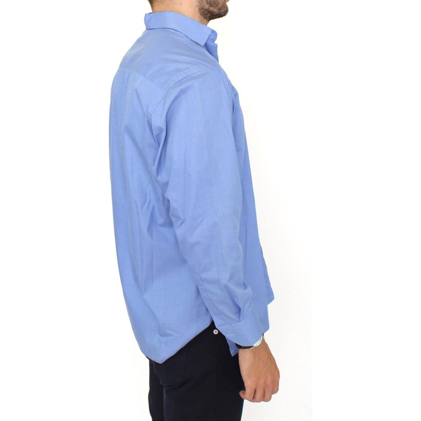 Ermanno Scervino Blue Cotton Dress Classic Fit Shirt