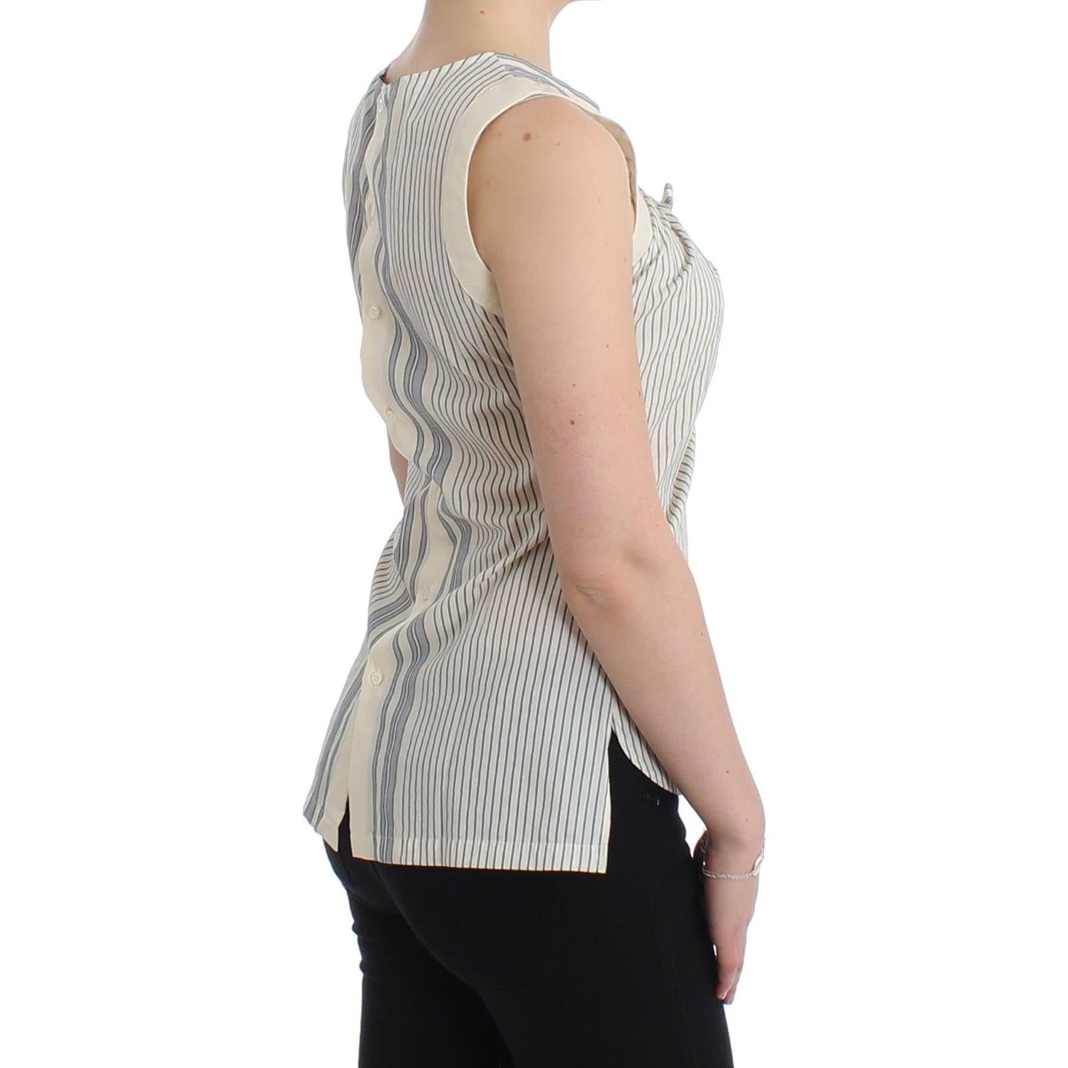 Ermanno Scervino Beachwear Striped Top Blouse Shirt Bow Tank