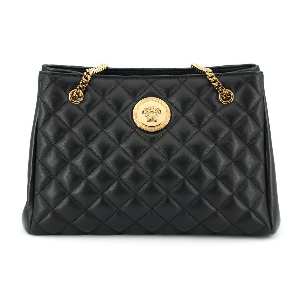 Versace Elegant Quilted Nappa Leather Tote Bag