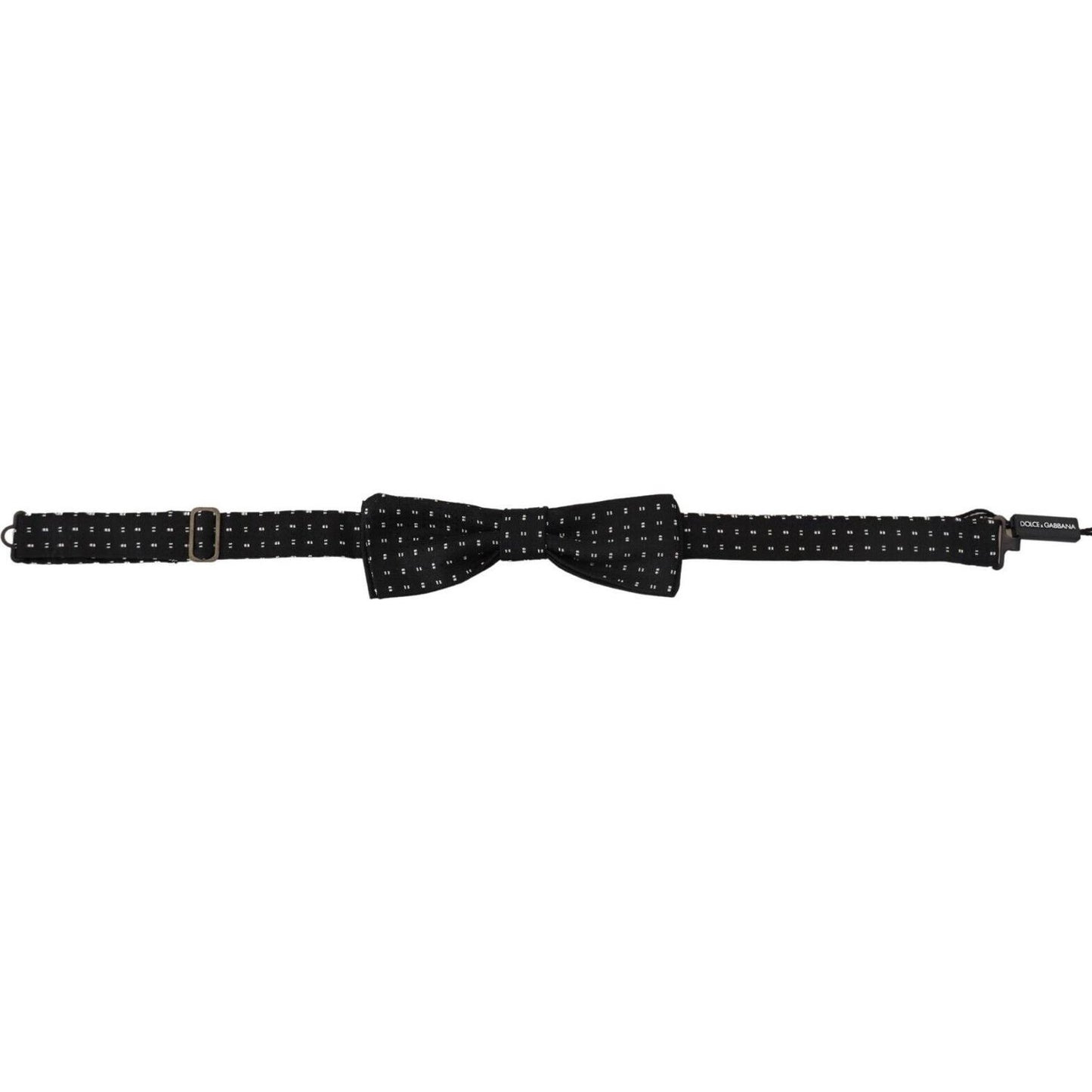 Dolce & Gabbana Black Silk Patterned Neck Papillon Accessory Bow Tie