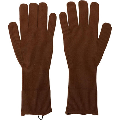 Dolce & Gabbana Brown Cashmere Knitted Hands Mitten Mens Gloves