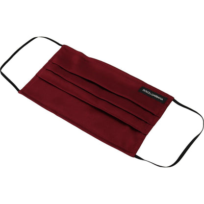 Dolce & Gabbana Maroon Silk Pleated Elastic Ear Strap One Size Face Mask