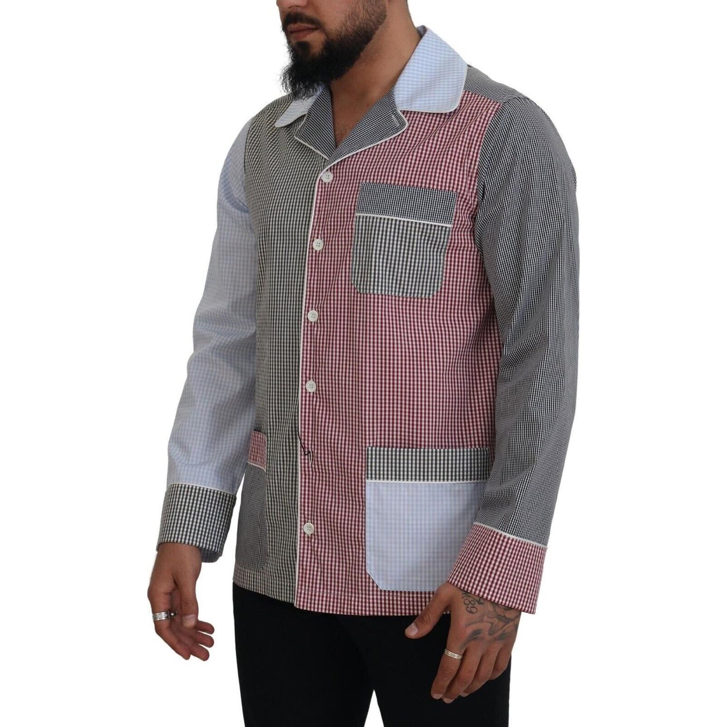 Dolce & Gabbana Multicolor Patchwork Cotton Long Sleeves Shirt