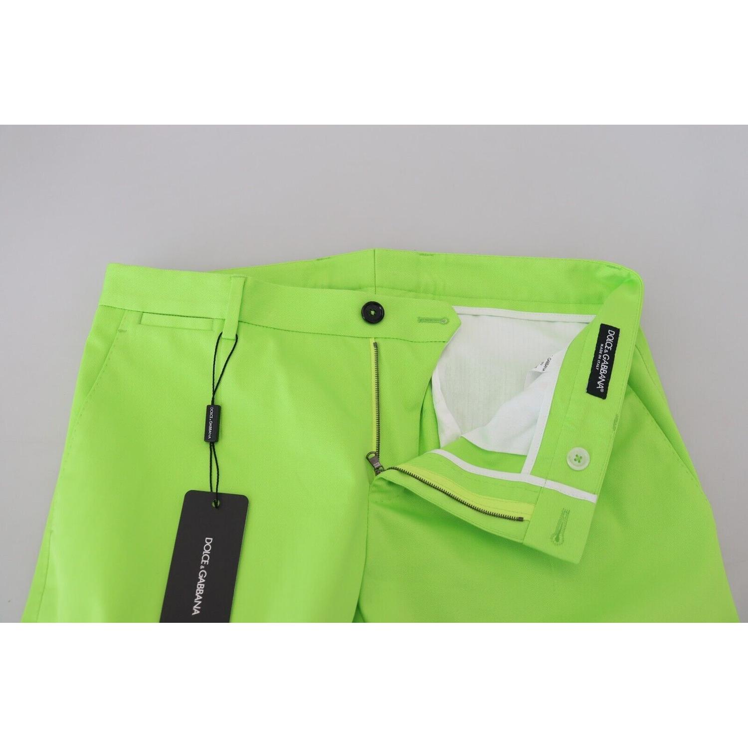 بنطلون شينو أنيق من القطن باللون الأخضر الفاتح من دولتشي آند غابانا