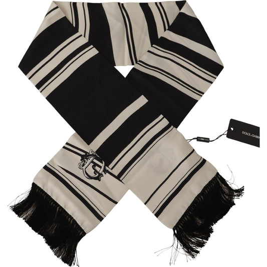 Dolce & Gabbana Elegant Silk Men's Scarf - Classic Black Stripe Dolce & Gabbana Dark Gray