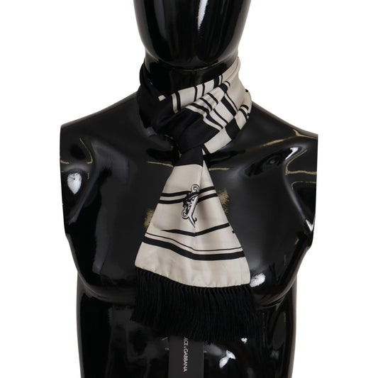 Dolce & Gabbana Elegant Silk Men's Scarf - Classic Black Stripe Dolce & Gabbana Black