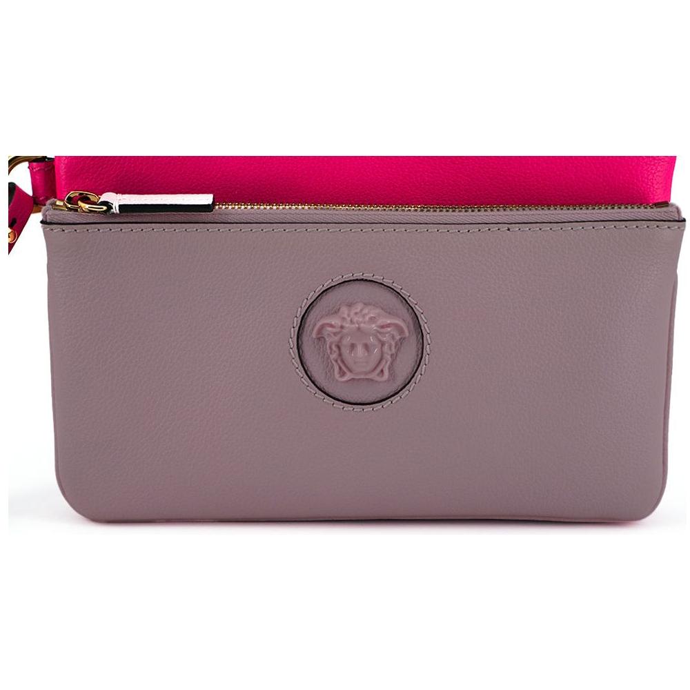 Versace Elegant Pink Leather Pouch Clutch