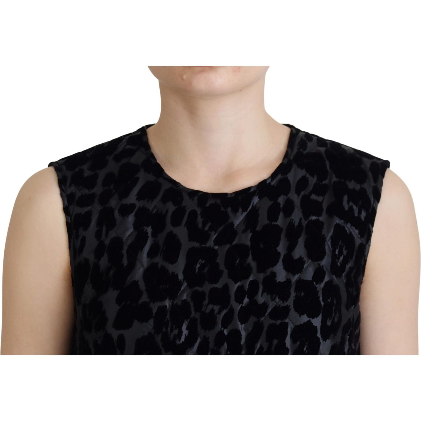 Dolce & Gabbana Black Leopard Shift Mini Polyester Dress